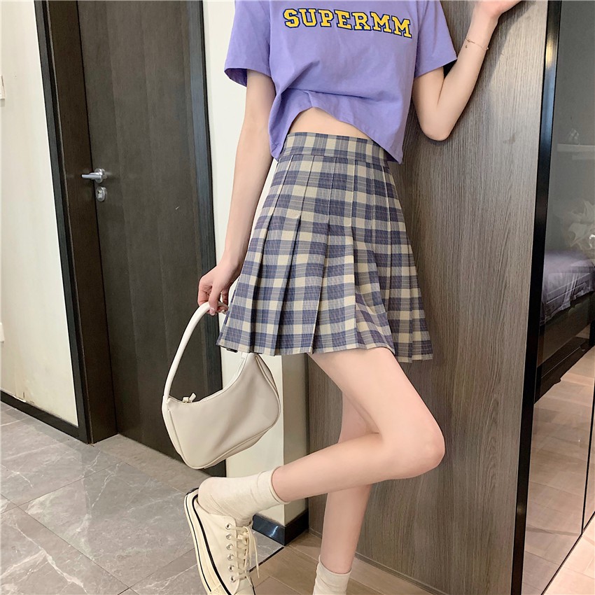 Chân Váy Ngắn Xiaozhainv Dáng Chữ A Lưng Cao Kẻ Sọc Kiểu Vintage Xinh Xắn Cho Nữ | BigBuy360 - bigbuy360.vn