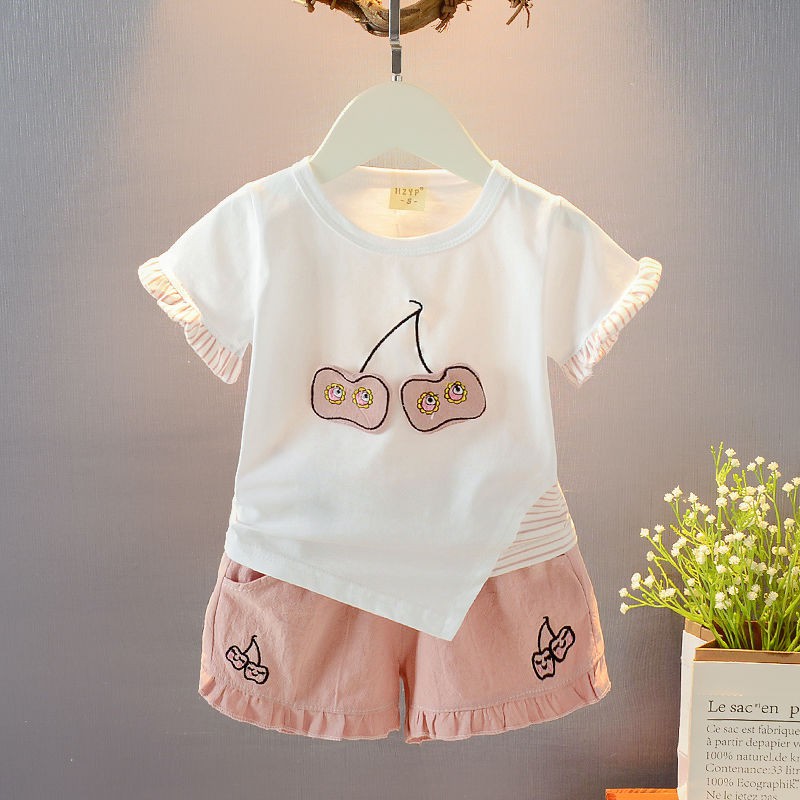 Set Bộ Quần Áo Mùa Hè Cho Bé Gái, Bộ Cotton Thun Cộc Tay Trẻ Em