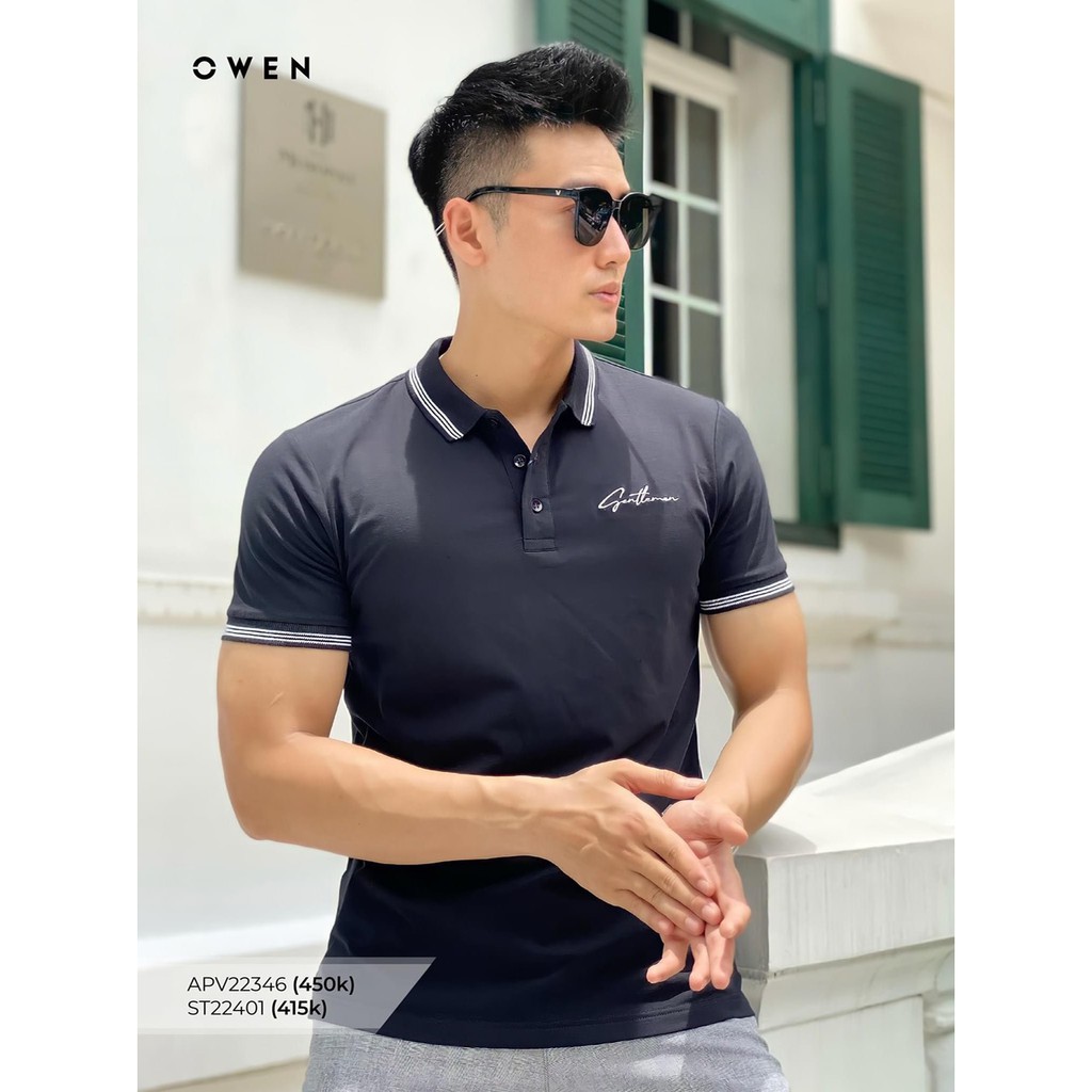 OWEN - Áo polo nam Owen màu đen 22346 - Áo thun ngắn tay có cổ nam