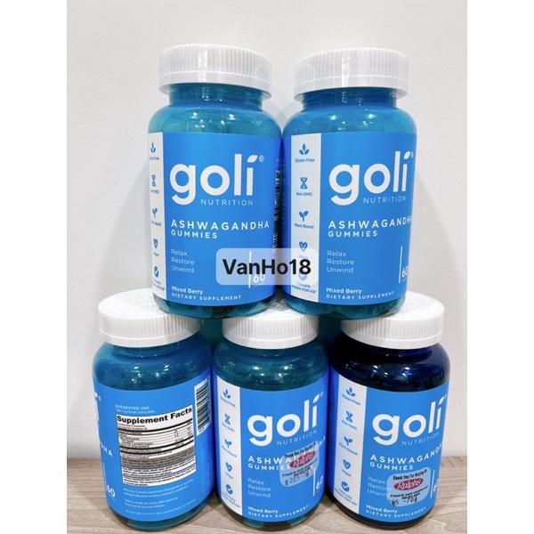 Kẹo dẻo (Goli xanh) chiết xuất từ nhân sâm Ấn Độ GOLI Ashwagandha Gummies 60 viên