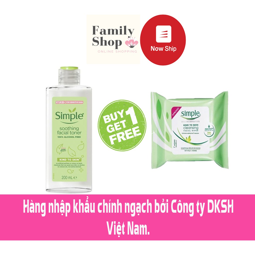 Nước Hoa Hồng Cân Bằng Da Dịu Nhẹ Simple Kind To Skin Soothing Facial Toner 200ml