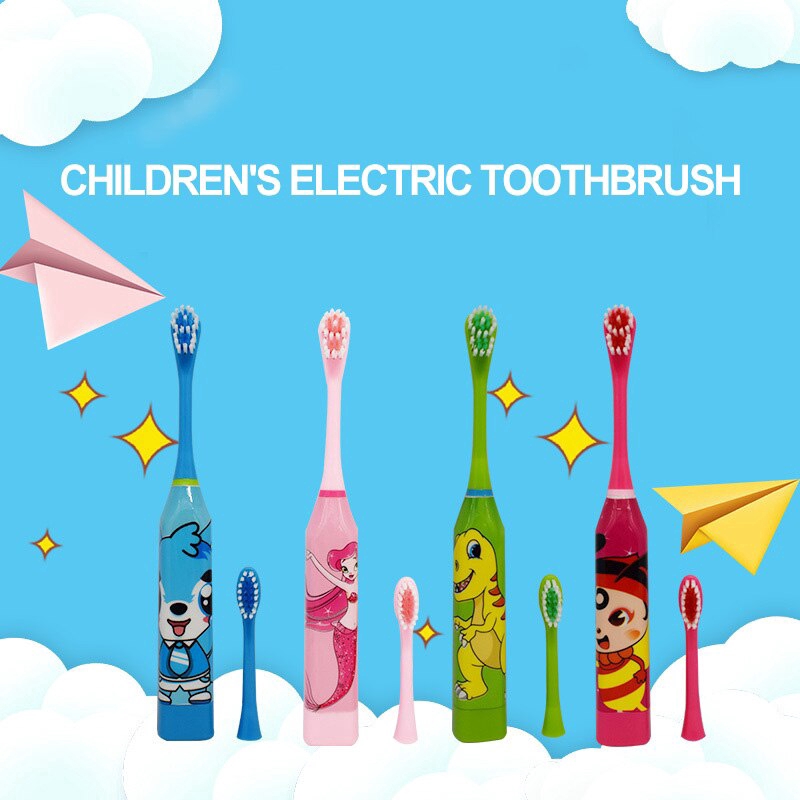 Bàn chải đánh răng điện siêu âm kiểu hoạt hình dễ thương mềm mại cho trẻ em