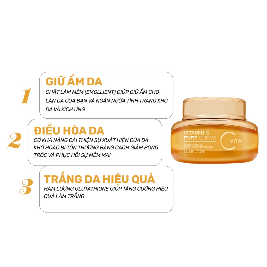 Kem Dưỡng Ẩm Giảm Vết Thâm Nám Làm Sáng Da Hiệu Quả Lebelage Vitamin C Pure Cream 55ml