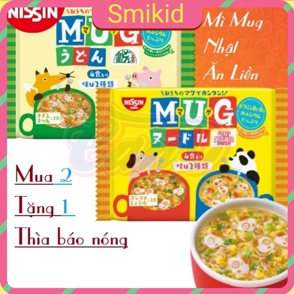 Mì Mug Nhật cho bé gồm 2 loại mì Mug xanh /vàng cho bé ăn dặm từ 1 tuổi. (HSD T12)