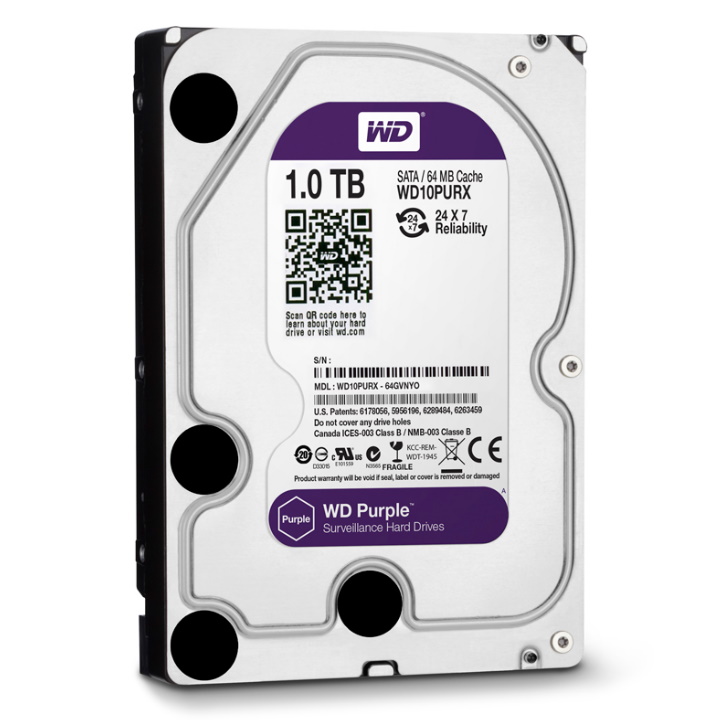 Ổ cứng HDD 1000G(1TB) Western Purple ( Tím ) , Chuyên dùng cho camera , lưu trữ dữ liệu - Bảo hành 24 tháng 1 đổi 1