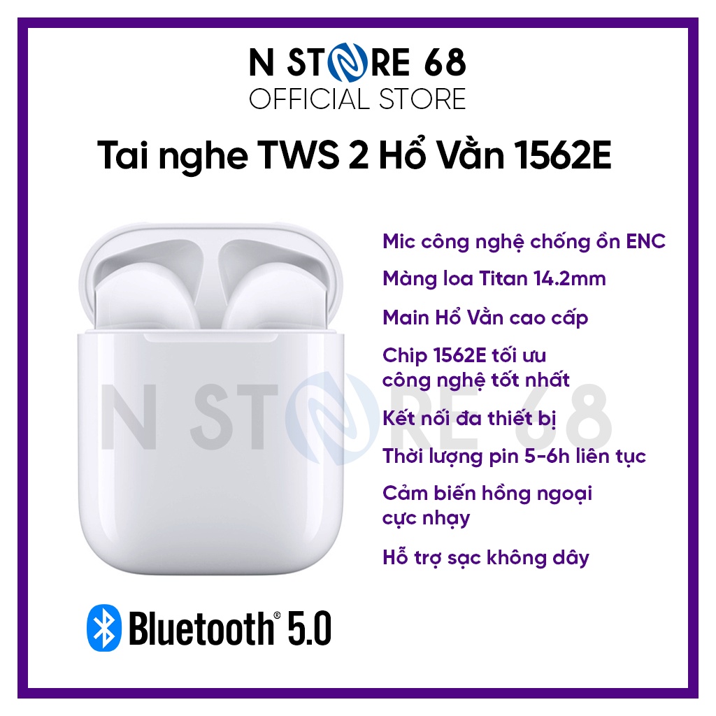 Tai nghe bluetooth A2 thế hệ HỔ VẰN 1562e - bản mới nhất - đầy đủ tính năng