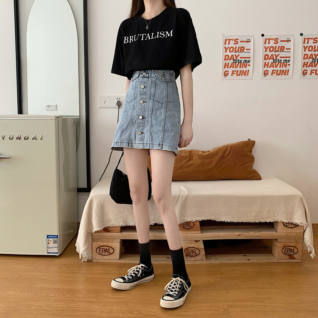 Xiaozhainv Chân Váy Denim Dáng Ôm Phong Cách Retro Hàn Quốc | BigBuy360 - bigbuy360.vn