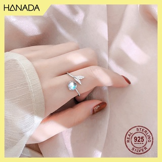 Nhẫn Bạc 925 Hanada Đuôi Cá Đá Xanh 0643 N8