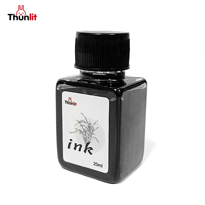 Lọ mực bút máy Thunlit màu đen viết mịn mượt tiện dụng 20ml