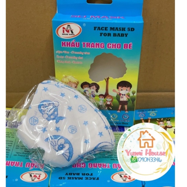 [5D BABY QUAI THUN- HỘP 10 CÁI] Khẩu trang y tế trẻ em kháng khuẩn 3 lớp Famapro 5D BABY HỌA TIẾT