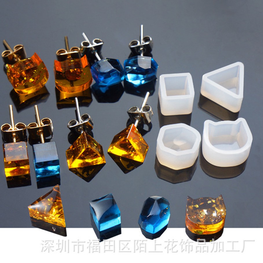 Set 4 khuôn silicon làm hạt, đầu khuyên tai y ảnh