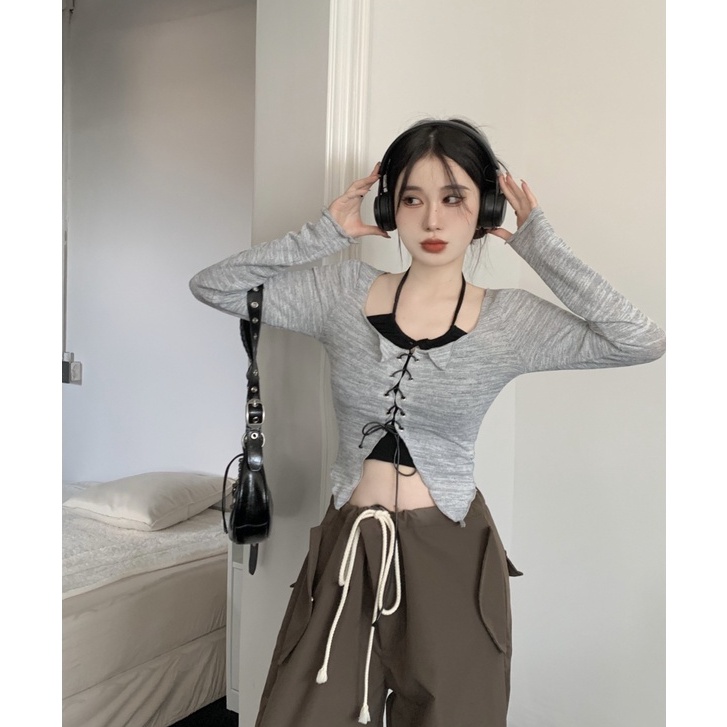 Porozi  Áo khoác cardigan  dệt kim tay dài chống nắng phong cách Hàn Quốc thời trang cho nữ