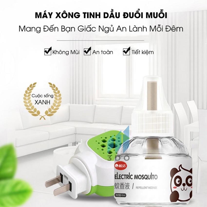 [An toàn cho em bé] Máy xông tinh dầu đuổi muỗi tinh dầu CHIẾT XUẤT HỮU CƠ dung tích 45ml (1 lọ sử dụng đến 300 giờ) 3DO