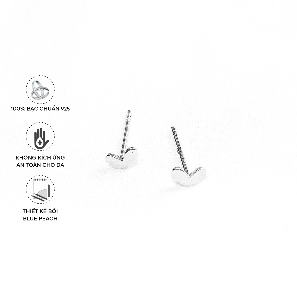 Khuyên Tai Bạc Blue Peach Tini Heart KT340
