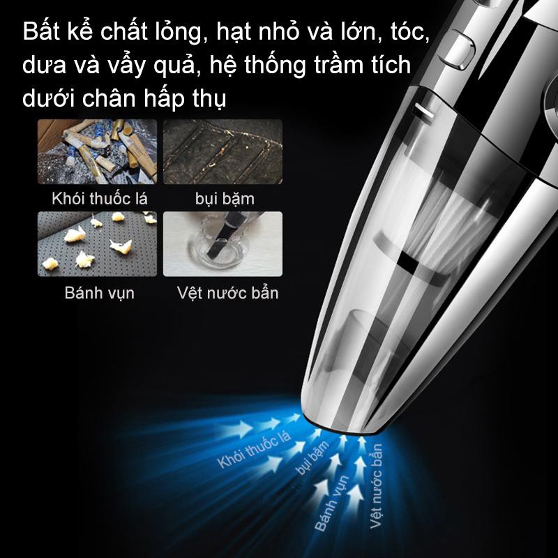 Máy Hút Bụi Ô Tô Hitechlife Cầm Tay Mini Không Dây Cho Xe Hơi Công Suất Cao Sạc USB - Hàng Chính Hãng Bảo Hành 6 Tháng