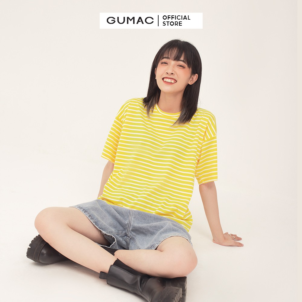 Áo thun nữ sọc ngang cơ bản GUMAC phong cách basic, năng động ATB344
