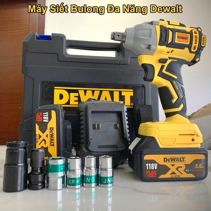 Máy Siết Bulong DEWALT Gân 118V Không Chổi Than 2 trong 1 mẫu mới 2020 Tặng 5 Đầu Khẩu + 1 Đầu chuyển vít