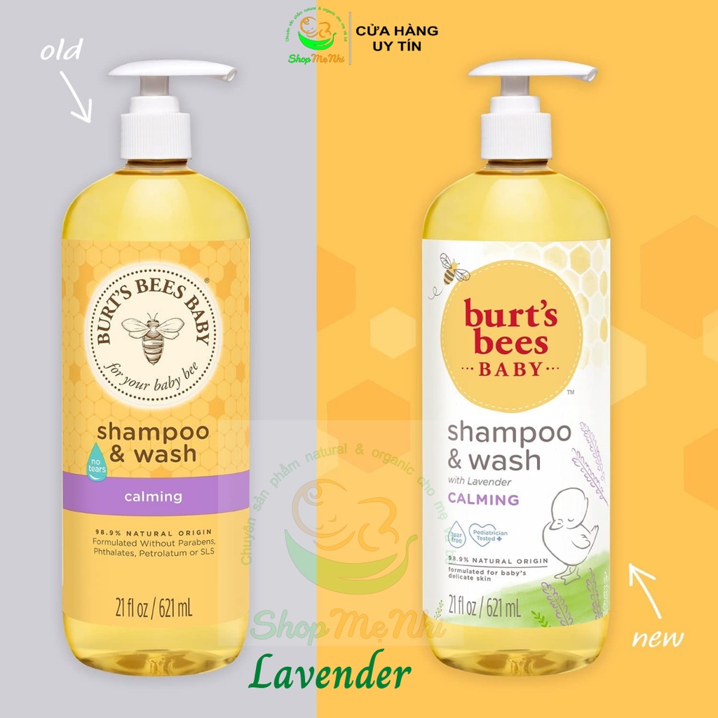 Sữa tắm gội cho bé burts bees baby, burt's bee shampoo, Shop Me Nhi Oranic.