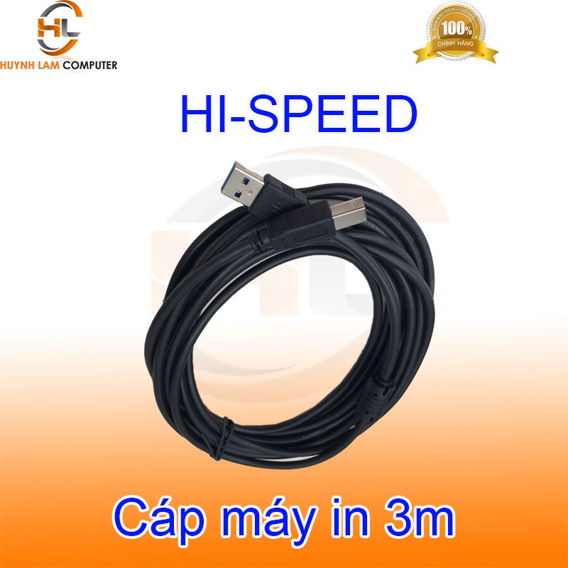 Cáp máy in 3m USB 2.0 Hi-Speed chống nhiễu tốt - Hãng phân phối