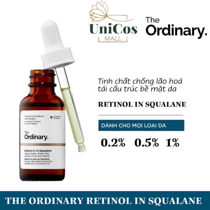 The Ordinary Retinol 0,2 - 1% in Squalance 30ml - Tinh chất giảm mụn, chống lão hoá - Ordinary retinol