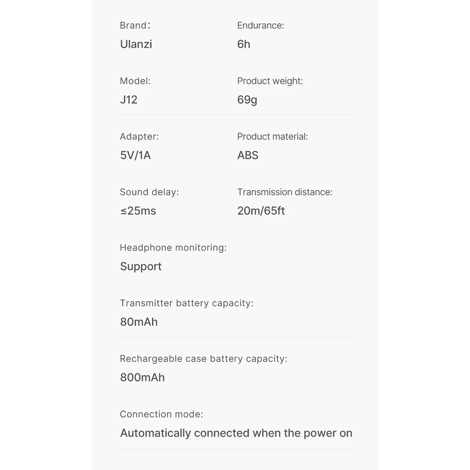 ULANZI J12 SERIES  - Mic thu âm không dây dành cho Điện thoại iOS cổng Lightning hoặc Android cổng Type-C