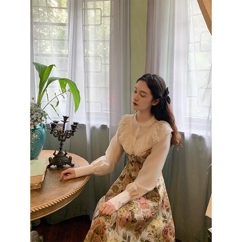 Retro flowers Đầm Yếm In Hoa Thời Trang Mùa Thu Dành Cho Nữ | BigBuy360 - bigbuy360.vn