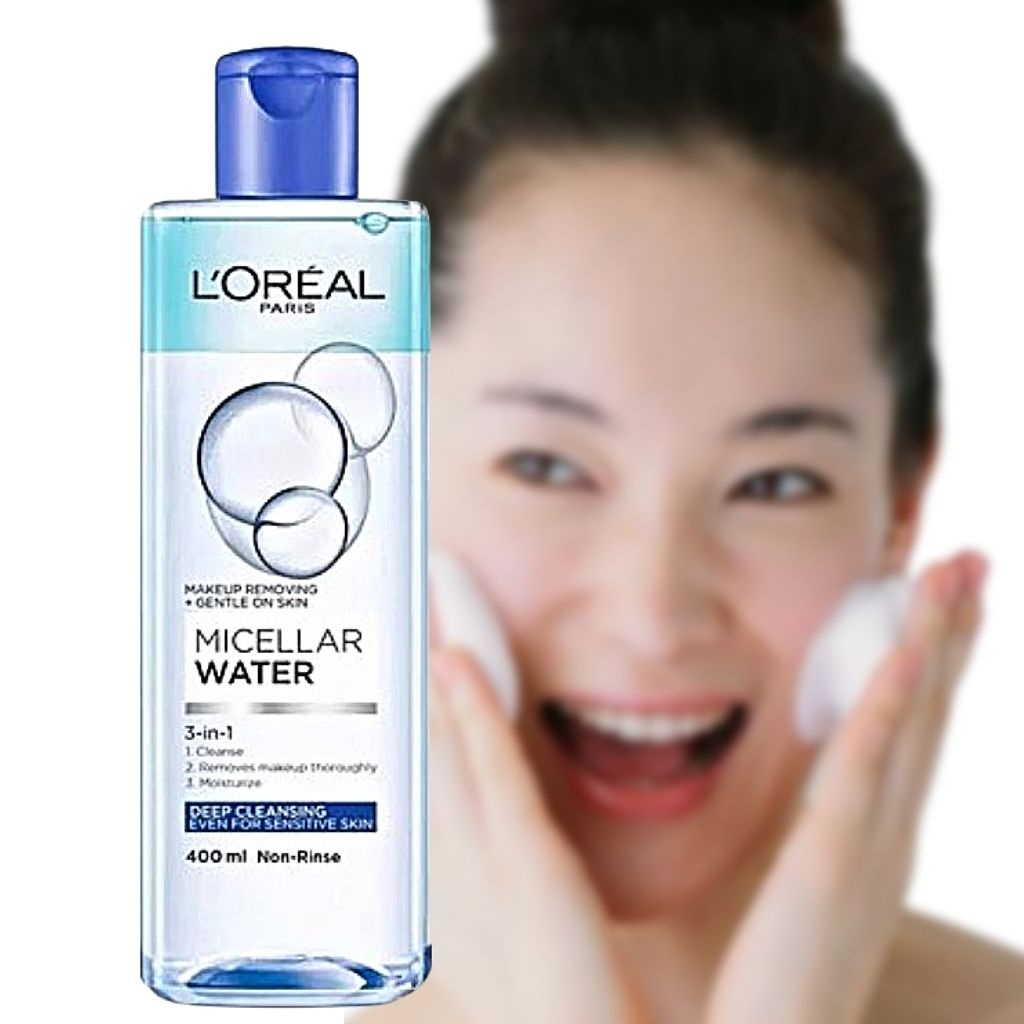 Nước Tẩy Trang L'Oreal Paris 3-in-1-Loreal Micellar Water 400 Ml-Da Dầu,Da Nhạy Cảm,Da Khô.Sạch Sâu,Tươi Mát,Dưỡng Ẩm.