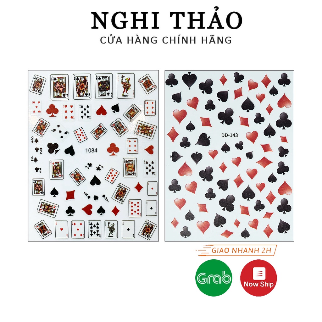 Sticker nail lá bài trang trí móng