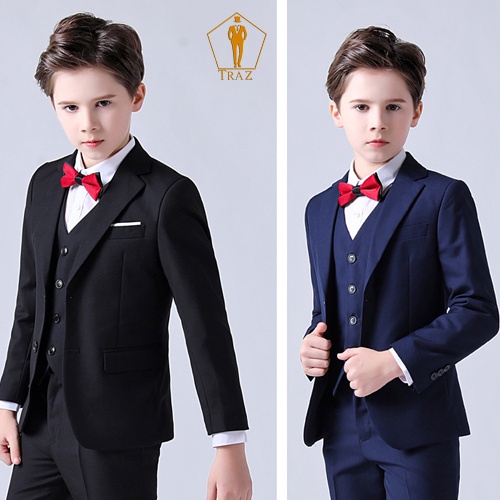 Bộ, Set Vest Đen, Xanh Cho Bé Trai, Trẻ Em, Con Nít(1 quần, 1 áo vest, 1 ghile, 1 nơ), Bé Mập, Cao Tăng 1 Đến 2 Size