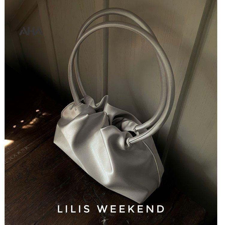 AHA OFFICIAL Túi Đeo Chéo Hình Đám Mây Màu Bạc Bóng Phong Cách Retro Thời Trang