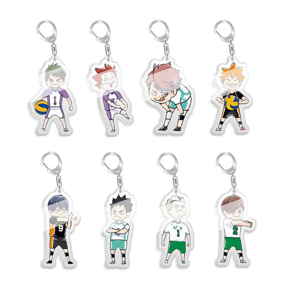 Cleoes Móc Khóa Hình Bóng Chuyền Dễ Thương Thời Trang Kawaii Haikyuu!! Móc Khóa Trang Trí Xe Hơi ​Mặt Dây Chuyền Bằng Acrylic Trang Trí Túi Xách DIY