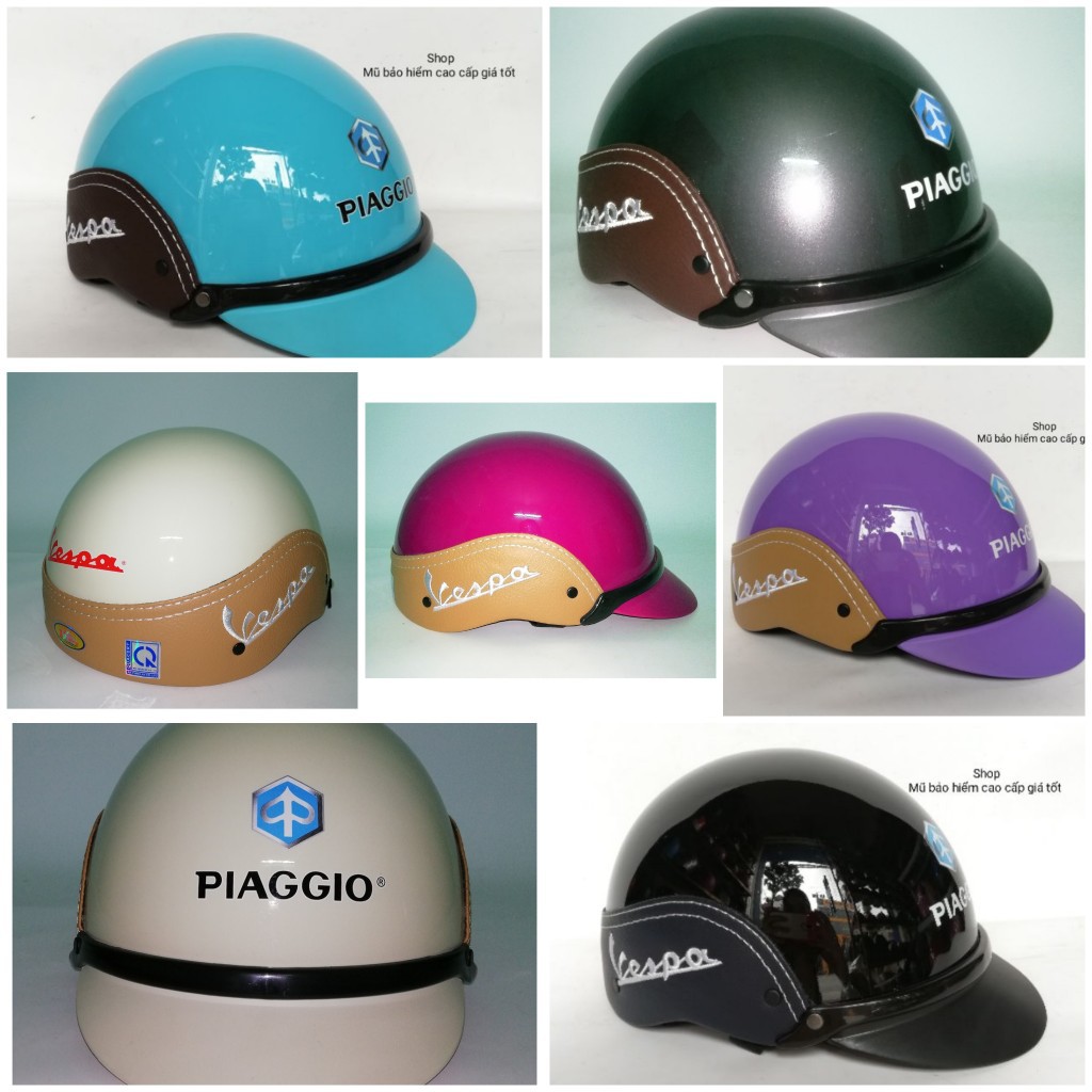 Mũ Bảo Hiểm Nửa Đầu ATA Vespa Không Kính (Vòng đầu từ 58 - 60cm) - Chuẩn Quatest 4 [FREESHIP]