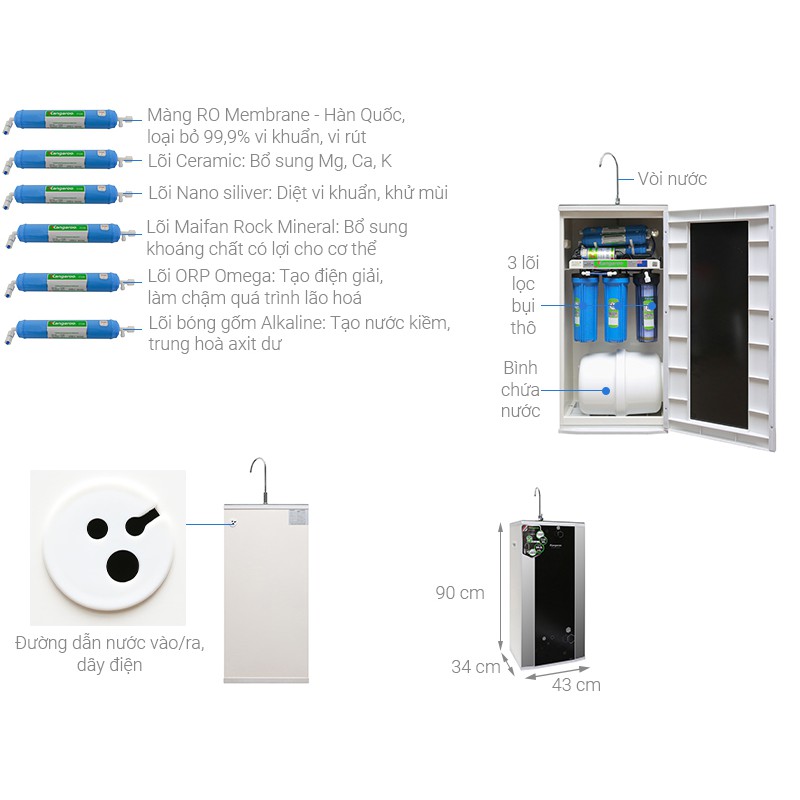 Máy lọc nước RO Kangaroo KG99A VTU 9 lõi