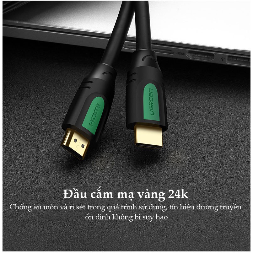 Dây HDMI 2.0/ 1.4 thuần đồng 100%, 19+1 dùng cho tivi, máy tính, máy chiếu, màn hình, độ dài từ 1-15m UGREEN HD101