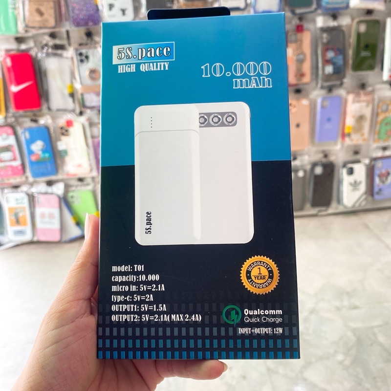 Pin sạc dự phòng HIGH QUALITY 5S. pace 10.800 mah mỏng gọn