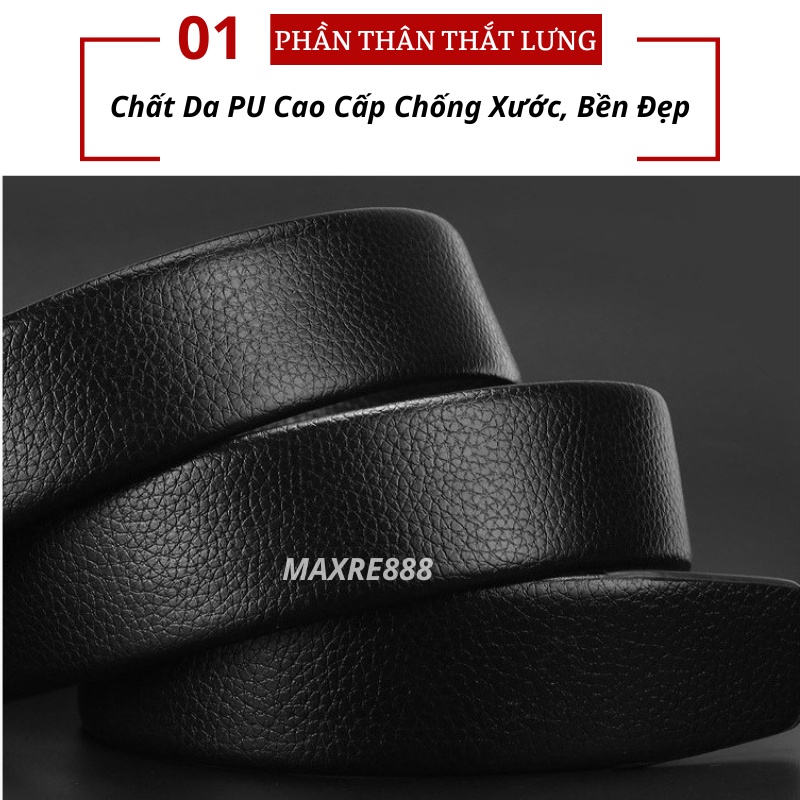 Thắt lưng nam, dây nịt da cao cấp mặt đúc nguyên khối khóa tự động tiện dụng sang trọng cá tính