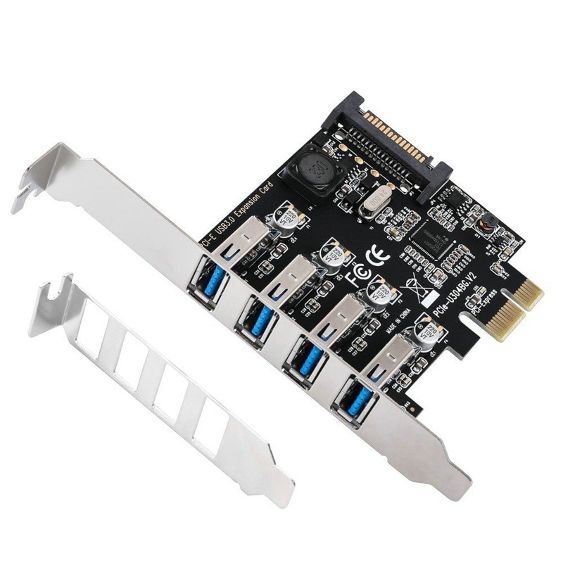 Thẻ Mở Rộng 4 Cổng PCI-E Sang USB 3.0 15-Pin Kết Nối Nguồn - PCI Cho Máy Tính Để Bàn