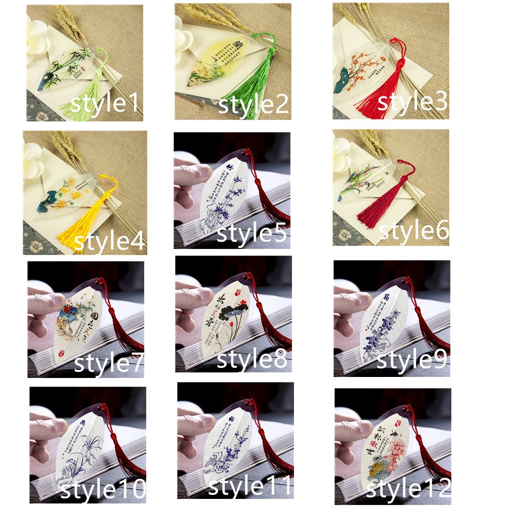 1 Phụ Kiện Đánh Dấu Trang Sách Hình Chiếc Lá Phong Cách Trung Hoa