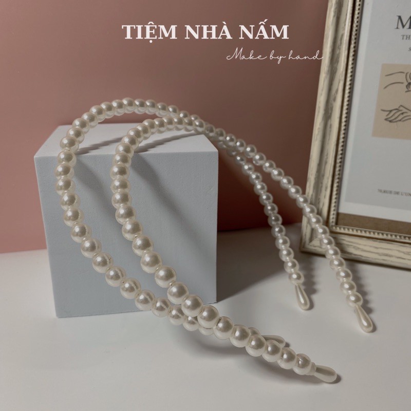 🎀CÀI TÓC GIẢ NGỌC TRAI BẢN NHỎ SANG CHẢNH - [ Nhà Nấm handmade ]