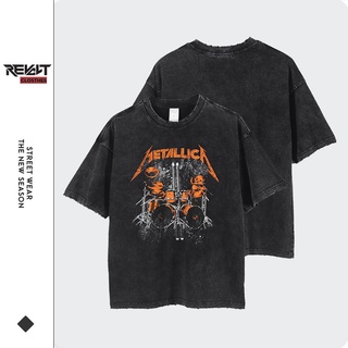 Áo thun nam form rộng RevoltClothes tay ngắn Unisex màu wash xám Metallica Oversize T8852
