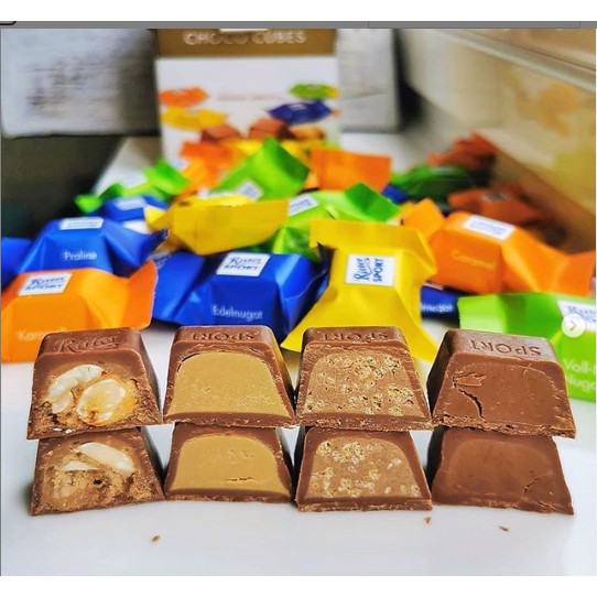 Chocolate Ritter Sport Maxi Mix gói 222gr (6 vị - 28 viên)