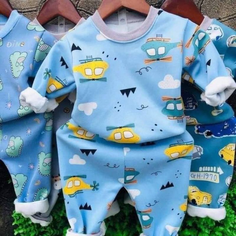Bộ nỉ lông siêu mềm ấp áp cho bé trai gái từ 4 đến 15kg