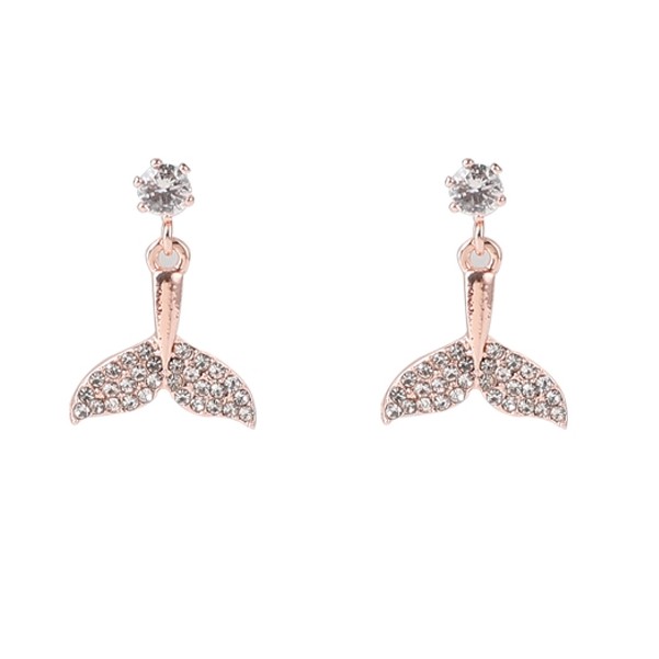 S925 Silver Needle Earrings Mermaid Tail Charms Inlay Rhinestone Stud Earrings Women Party Festival Gift Jewelry