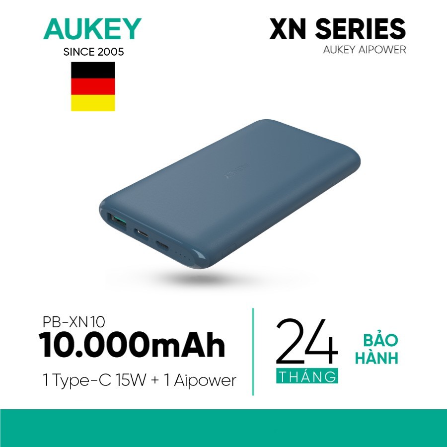 [Mã ELTECHZONE giảm 5% đơn 500K] Pin Sạc Dự Phòng Aukey PB-XN10 10000mAh 2 Cổng Công Nghệ AiPower - Hàng Chính Hãng