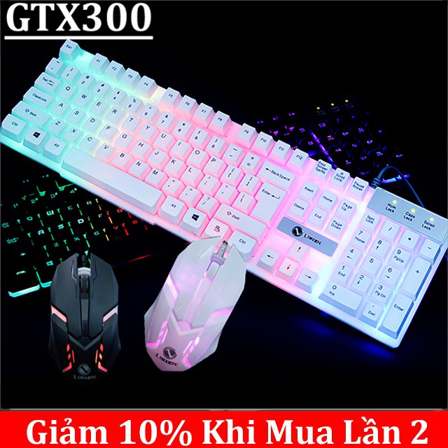 [FREESHIP+BH:12THÁNG ] Bàn phím kèm chuột máy tính giả cơ chơi game, LIMEIDE GTX300 G21, Có Led Nháy 7 Màu Tuyệt Đẹp