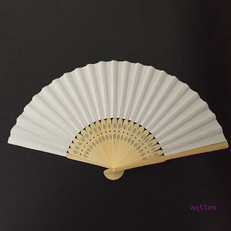 Quạt Giấy Cầm Tay Màu Trắng 20cm Có Thể Gấp Gọn Tiện Dụng