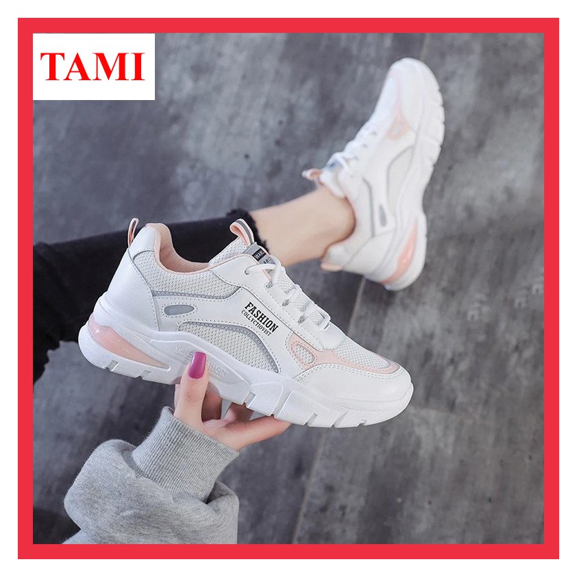 (FREESHIP)Giày thể thao nữ sneaker đế cao giá rẻ hàng hiệu chính hãng siêu nhẹ hot 2021 TAMI-AA0101