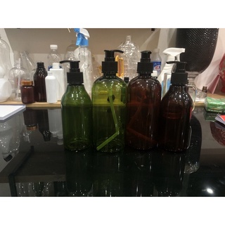 chai dầu gội nâu , xanh vòi nhấn, chai 500ml, chai đẹp