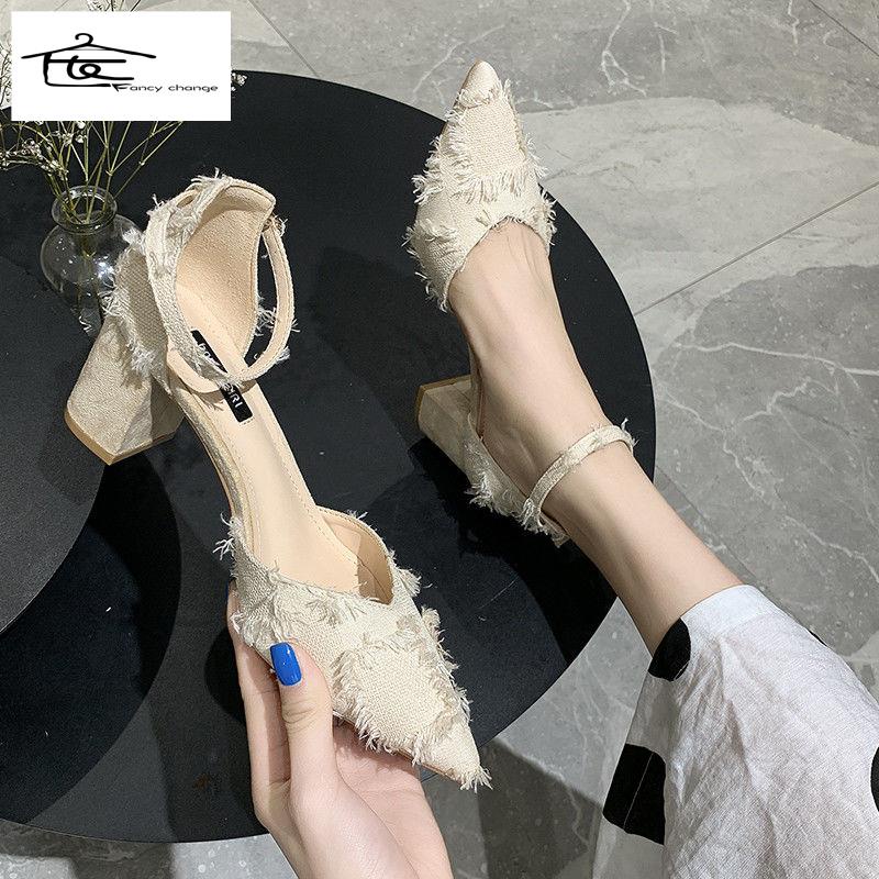 Giày Cao Gót Mũi Nhọn Phong Cách Hàn Quốc Thời Trang Xuân Hè Cho Nữ 2022