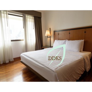 Vỏ chăn lồng ruột khách sạn vải cotton cvc trắng sọc 3F đủ kích thước m6/m8/2m2 x 2m